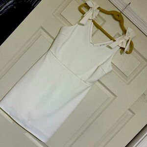 Ivory Bow Shoulder Strap Dress